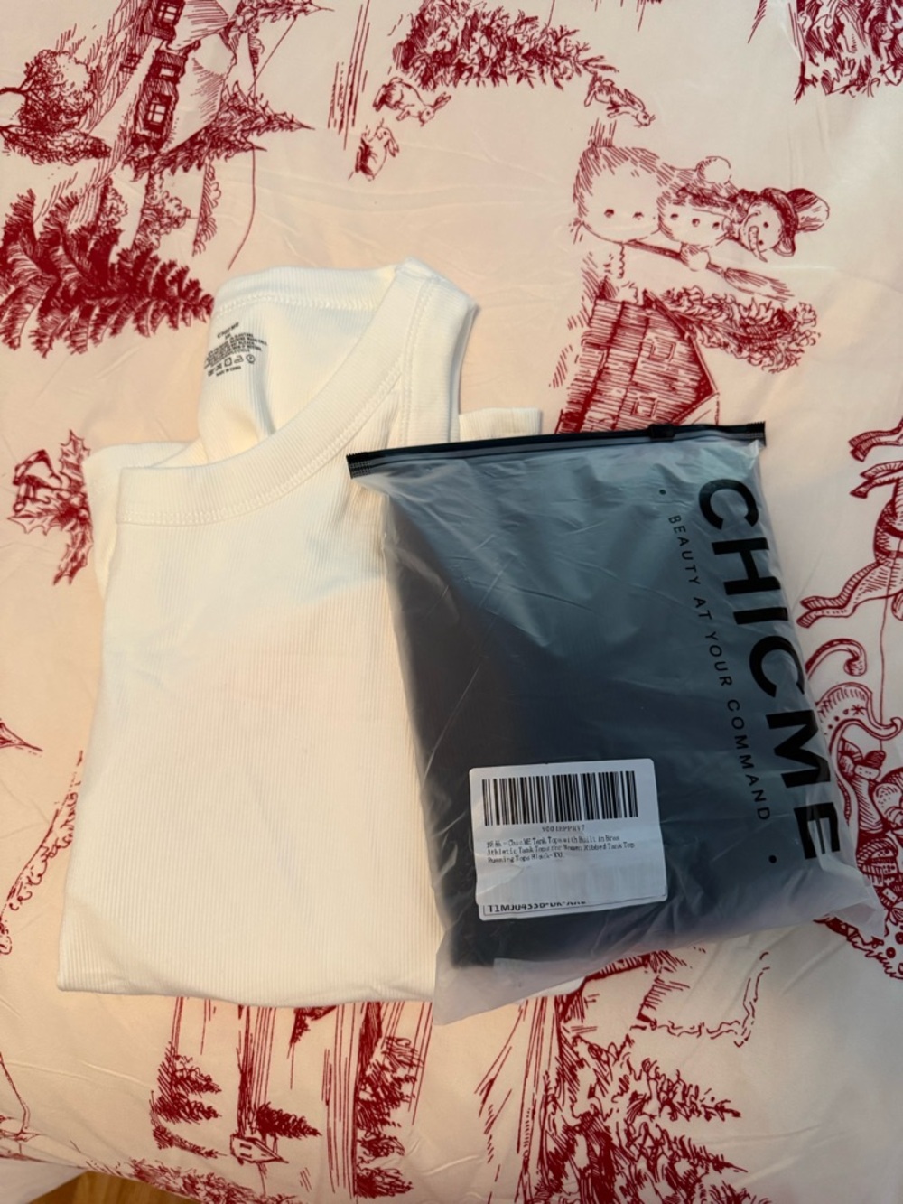 Two Classic Ribbed Tank Tops with Built In Bra - Black & White, XXL - Picture 12 of 12